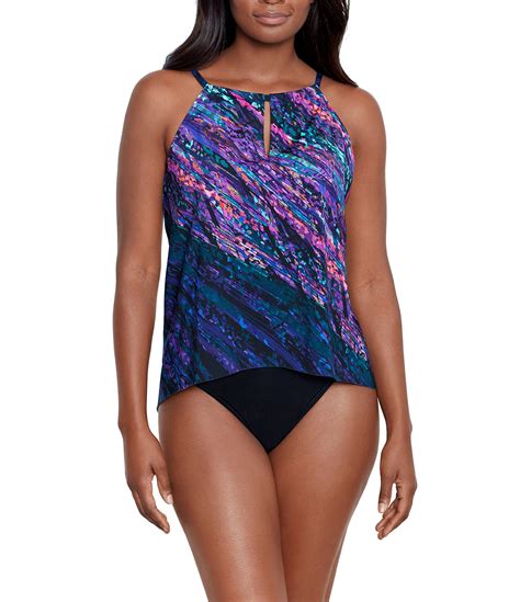 Miraclesuit Mood Ring Peephole Tankini Swim Top And Solid High Rise Bikini Swim Bottom Dillards