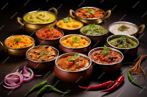 Premium Photo Indian Dishes Each One A Vibrant Representation Of