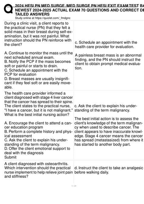 2024 25 Hesi Pn Med Surge Med Surge Pn Hesi Exit Exam Test Bank
