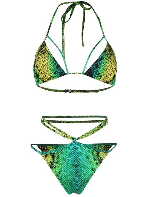 Buy NOIRE SWIMWEAR Snake Print Isla Bikini Green At 30 Off