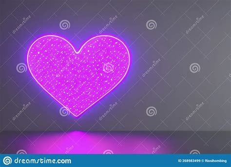 The Heart Shapes On Abstract Light Neon Glitter Background In Love