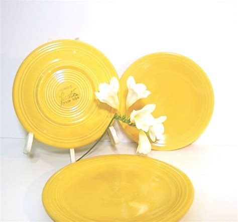 Vintage Fiesta Yellow Plates Homer Laughlin Mid Century