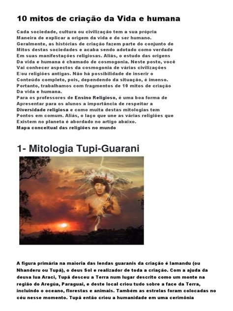 Por Que Os Mitos Dão Sentido À Vida No Presente - 10 Mitos de Criação Da Vida e Humana | PDF | Mitologia | Religião e crença