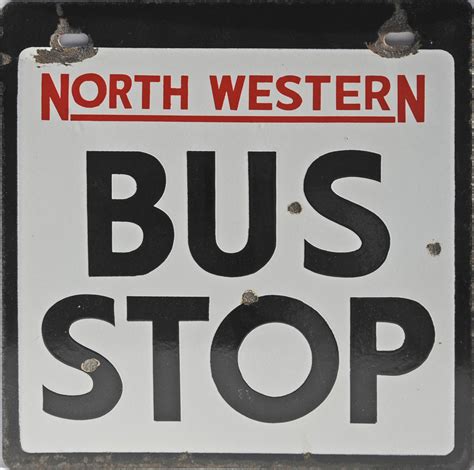 Enamel Bus Sign North Western Bus Stop Double