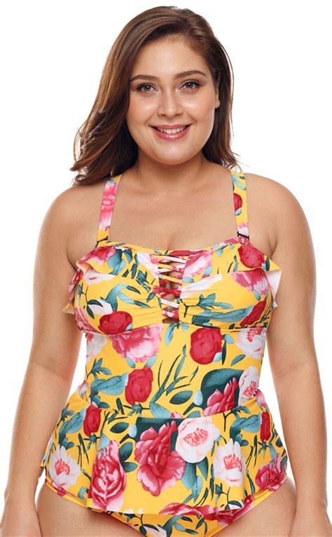 Plus Size Bikini Print One Piece Sexy Swimsuit