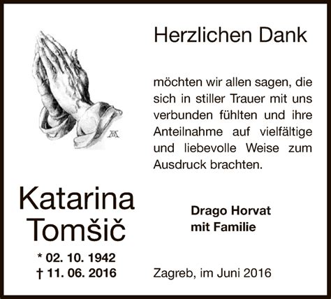 Traueranzeigen Von Katarina Tomsic Trauer Op Online De