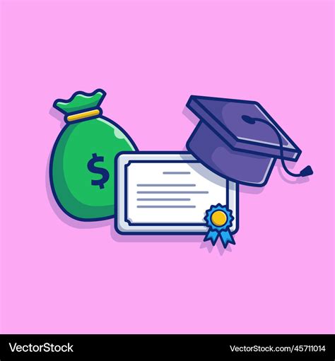 Scholarship Money Bag Graduation Cap Cartoon Vector Image The Best