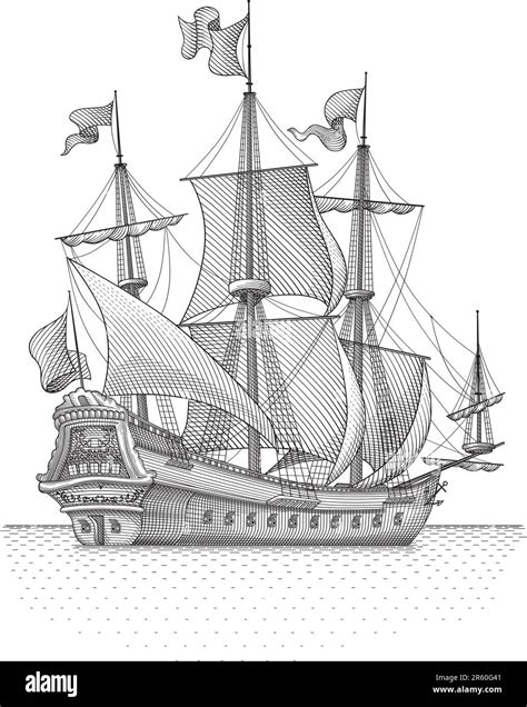 Retro Ship Vector Stock Vector Image Art Alamy