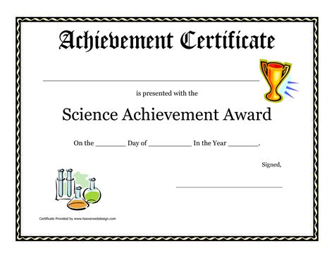 Science Achievement Award Printable Certificate | Templates at allbusinesstemplates.com