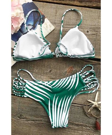 Fashion Women S Palm Leaves Printing Halter Bikini Set CP12NRR0XOT