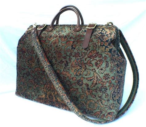 Carpet Bag Weekender Overnight Carry On Carpet Travel Bag Green