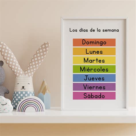 Todos Os Dias Da Semana - Quadro Digital - Os dias da semana em Espanhol | Imprinté