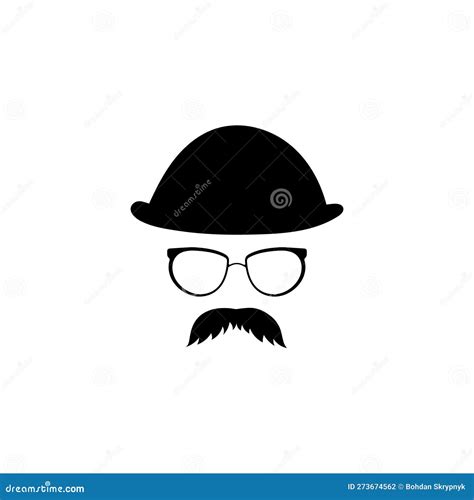 Retro Mask In Glasses Hat With Mustache Template Stock Vector Illustration Of Mask Mustache