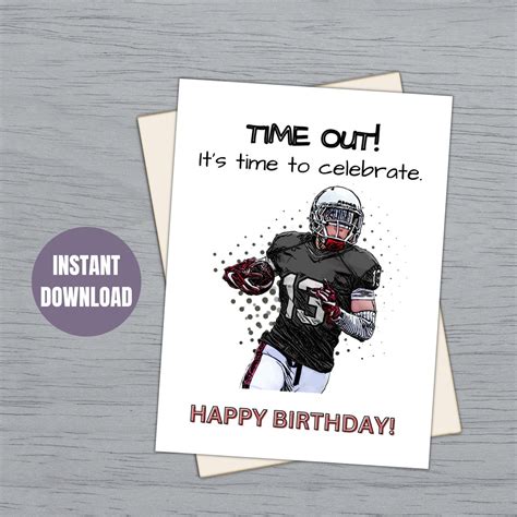 Football Printable Birthday Cardfootball Lovers Gift Digital Football Birthday Card Sports ...