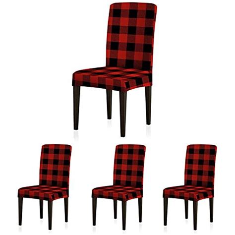 Multicolored Upholstered Buffalo Plaid Chair Set Of 4