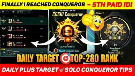 🇮🇳day 25 Finally I Reached Conqueror~5th Paid Idi🚫 Daily Plus Target🎯