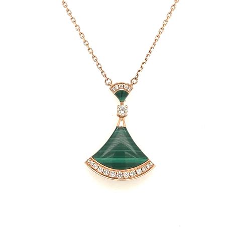 Bvlgari Divas' Dream Malachite and Diamond Rose Gold Pendant Necklace