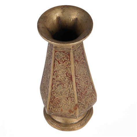 Metal Brass Flower Vase With Bidri Nakkashi Work