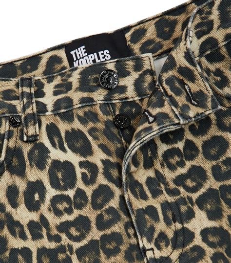 Womens The Kooples Brown Leopard Print High Rise Straight Jeans