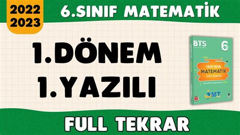 6 Sınıf Matematik 1 Dönem 1 Yazılı Full Tekrar İmt Hoca 2022 2023