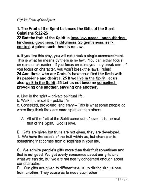 Gift Vs Fruit of The Spirit Explained | PDF | Spiritual Gift | Fruit Of ...