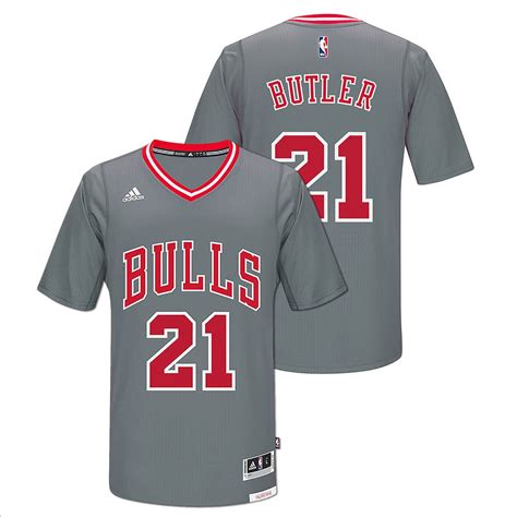 Chicago Bulls Mens Grey Jimmy Butler Swingman Jersey With Sleeves By