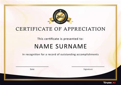 Top Template For Certificate Of Appreciation In Microsoft Word