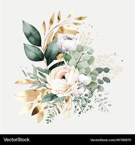 Watercolor floral bouquet - white Royalty Free Vector Image