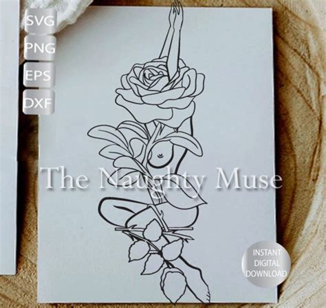 Boho Svg Goddess Svg Nude Floral Woman Line Art Svg Png Etsy