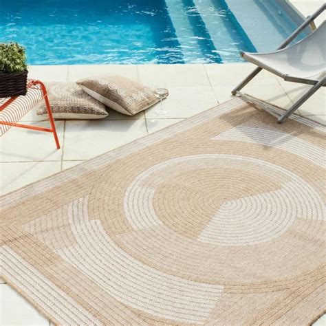 Tapis Int Rieur Ext Rieur Effet Jute Naturel Motif Abstrait Nazar