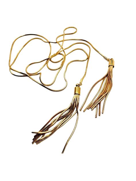 Vintage Gold Tone Tassel Lariat Necklace Chain 40 Etsy