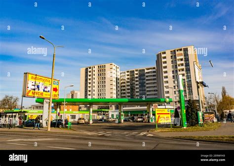 Poznan Poland Feb 20 2018 Bp Gas Station And A High Apartment