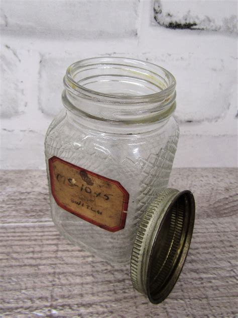 Vintage Individual 4 Owens Illinois Duraglas Hoosier Glass Diamondwaffle Jar Ebay