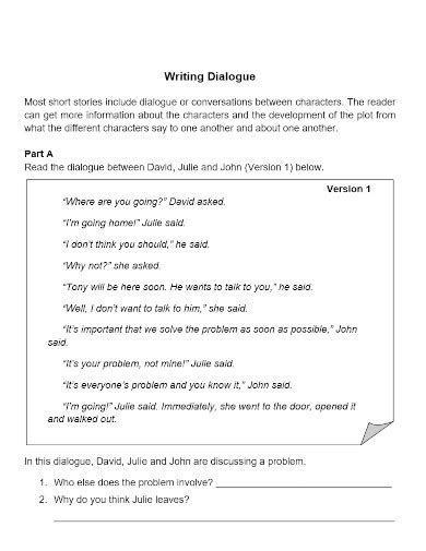 Dialogue Writing - 6+ Examples, Format, How to Write, PDF