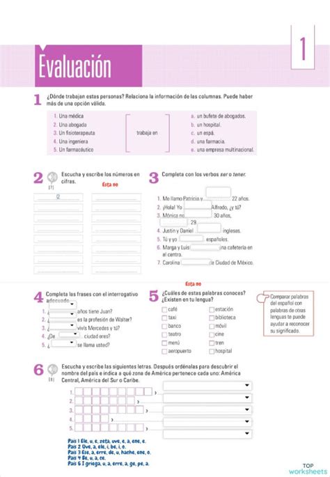 Evaluación 1 Ficha Interactiva Topworksheets