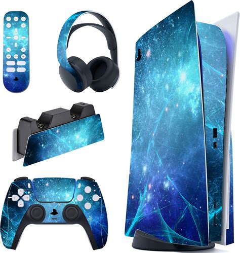 Playvital Blue Flame Full Set Skin Decal For Ps Console Digital