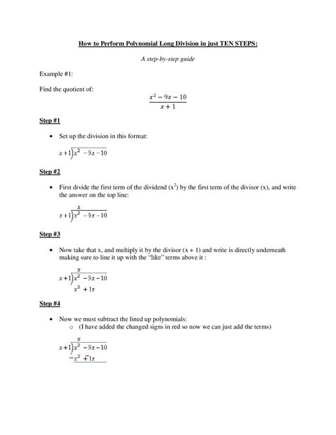 How to Perform Polynomial Long Division in just TEN STEPS | Study notes ...