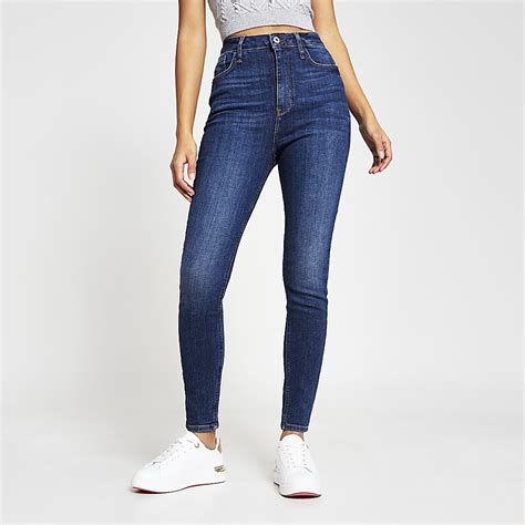 Blue Denim High Rise Skinny Jeans River Island