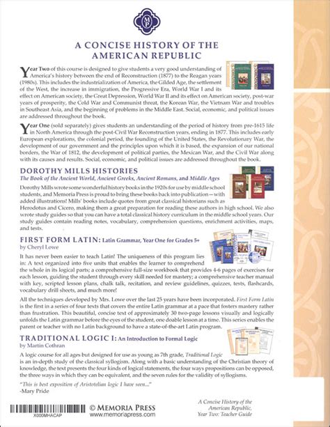 Concise History of the American Republic Year II Teacher Guide | Memoria Press | 9781615384297