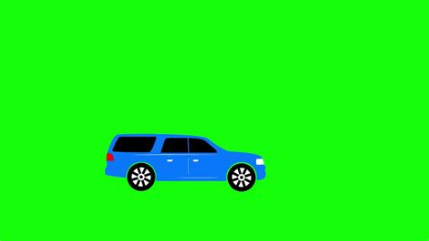 azul coche plano estilo animación en verde pantalla antecedentes