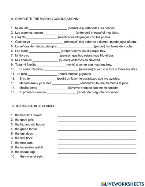 Verbos Regulares 1 1 Worksheet Live Worksheets