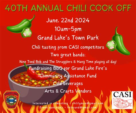 40th Annual Grand Lake Chili Cook Off Gateway Inn