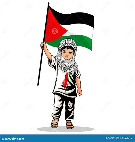 Child from Gaza, Little Boy with Keffiyeh and Holding a Palestinian ...