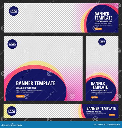 Set Web Banner Standard Size Stock Vector Illustration Of Text