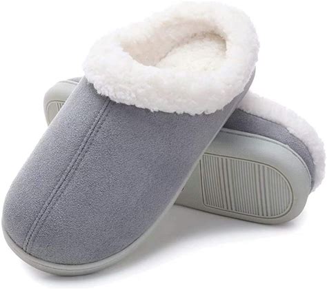 Women's Comfy Suede Slippers Memory Foam Cozy House Slippers with Fuzzy ...