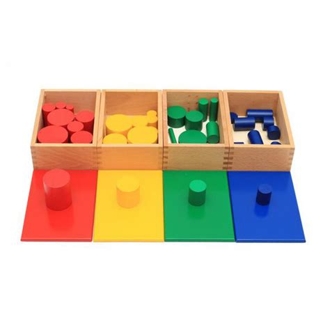 Set 4 Cutii Cilindri Din Lemn Montessori