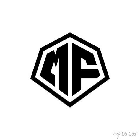 Mf Monogram Logo With Hexagon Shape And Line Rounded Style Design