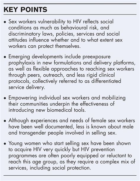 Hiv Prevention In Individuals Engaged In Sex Work Current Opinion In