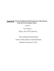 Lab 11 - Torsion Pendulum and Determination of the Moment.pdf ...