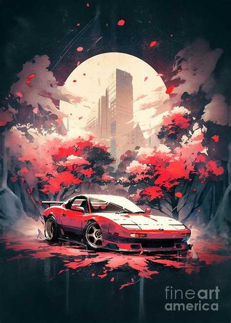 No00223 My Mazda Rx 7 Car Ukiyo E Japanese Style Drawing By Clark